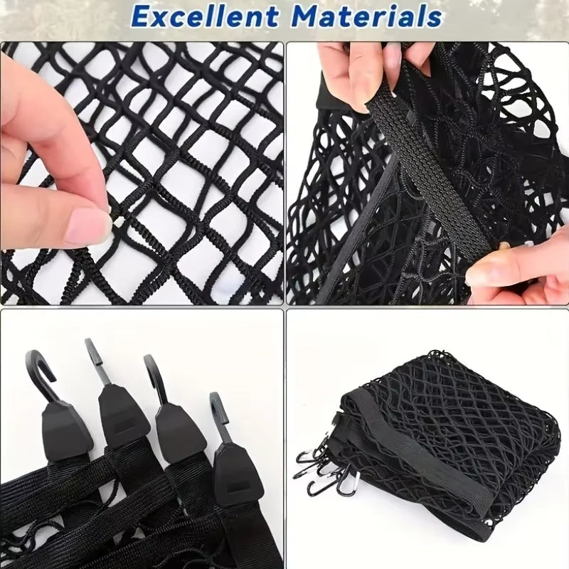 Universal Truck Bed Net Elastic Cargo Mesh Polyester Tailgate Organizer Multi Purpose Light Load Secure Transport Easy Install