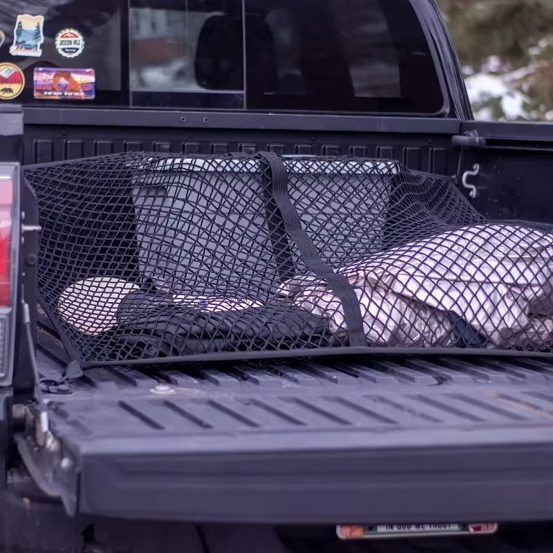 Universal Truck Bed Net Elastic Cargo Mesh Polyester Tailgate Organizer Multi Purpose Light Load Secure Transport Easy Install